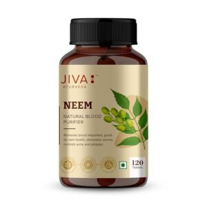 Jiva Ayurvedic Neem Tablet (120 Tablets) | Blood Purifier Tablets for Skin Glow | Helps with Acne, Pimples & Skin Disorders | Natural Detox & Immunity Booster | Herbal Skin Care Supplement – Pack of 1