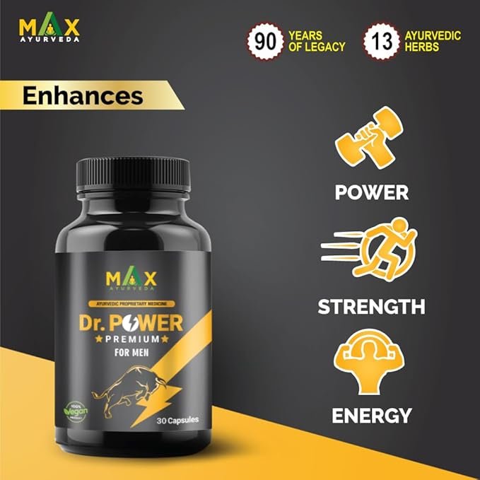 Max Ayurveda Dr Power Premium Capsules For Men - (30 Capsules) Stamina, Strength and Vitality Booster - Image 3