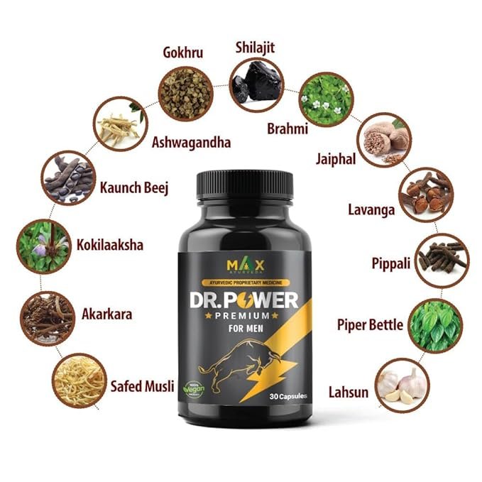 Max Ayurveda Dr Power Premium Capsules For Men - (30 Capsules) Stamina, Strength and Vitality Booster - Image 2