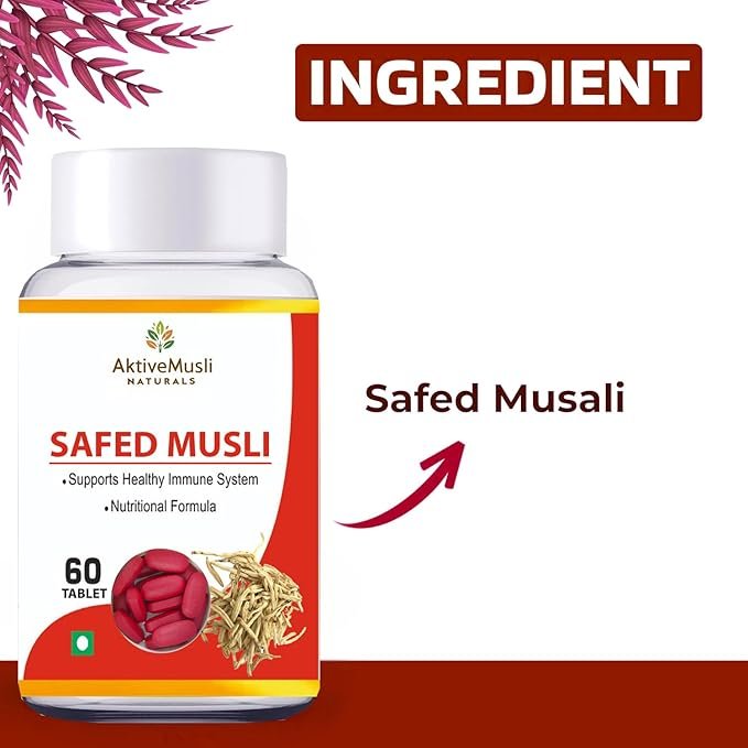 Safed Musli – 60 Tablets | Ayurvedic Herbal Supplement for Muscle Strength - Image 3