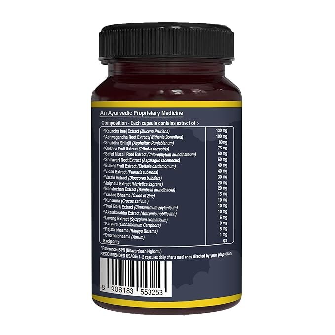 Pure Nutrition Shilajit Gold 60 Veg Capsules with Kaunch Beej, Ashwagandha, Safed Musli, Gokhru & Shatavari for Energy, Strength, Stamina & Performance | Premium Ayurvedic Supplement for Men - Image 2