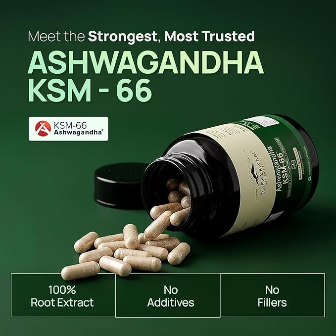 Rasayanam Ashwagandha KSM-66® | Clinically Proven 600mg Dosage | 5.1% Withanolides for Max Results | 100% Pure Root Extract | Stress Relief, Energy & Recovery Support | World’s Strongest Ashwagandha | 60 Capsules - Image 5