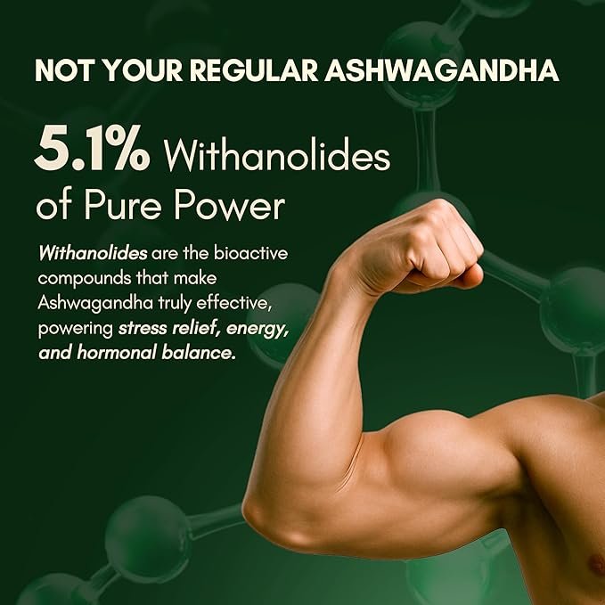 Rasayanam Ashwagandha KSM-66® | Clinically Proven 600mg Dosage | 5.1% Withanolides for Max Results | 100% Pure Root Extract | Stress Relief, Energy & Recovery Support | World’s Strongest Ashwagandha | 60 Capsules - Image 3