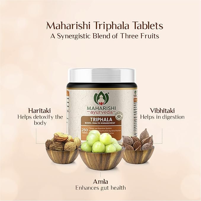 Maharishi Ayurveda Triphala Tablets 1000 MG | Supports Healthy Digestion | Improves Bowel Wellness| Relieves Constipation | Pure Herbs Used | (250 Tablets (Pack of 1)) - Image 2