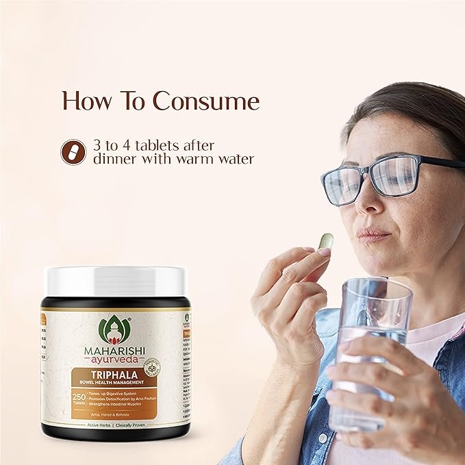 Maharishi Ayurveda Triphala Tablets 1000 MG | Supports Healthy Digestion | Improves Bowel Wellness| Relieves Constipation | Pure Herbs Used | (250 Tablets (Pack of 1)) - Image 5