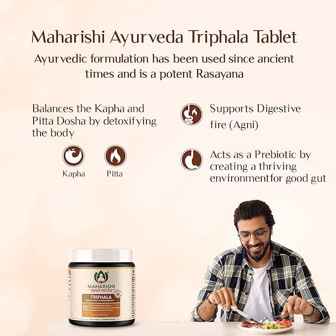 Maharishi Ayurveda Triphala Tablets 1000 MG | Supports Healthy Digestion | Improves Bowel Wellness| Relieves Constipation | Pure Herbs Used | (250 Tablets (Pack of 1)) - Image 4